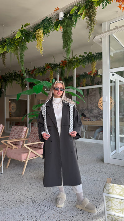 PREMIUM ACI KAHVE ASTARLI UZUN TRENÇKOT