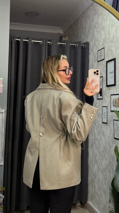 TASARIM KAŞE BEL AYARLAMALI HAKİ BLAZER