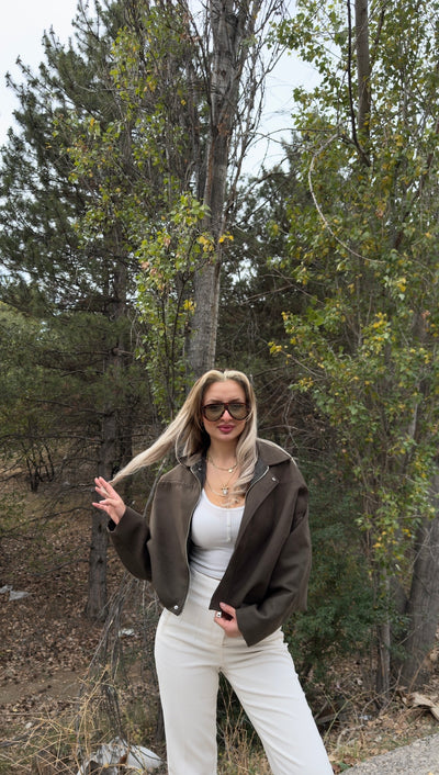 ZR VİRAL SÜET HAKİ BOMBER CEKET