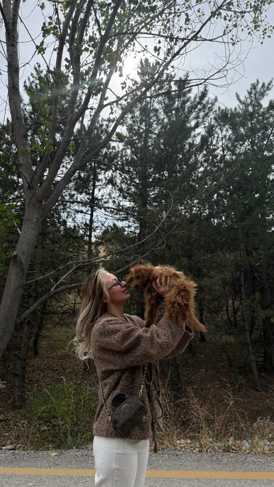 KIRÇILLI ÖNÜ BAĞLAMALI CAMEL CEKET