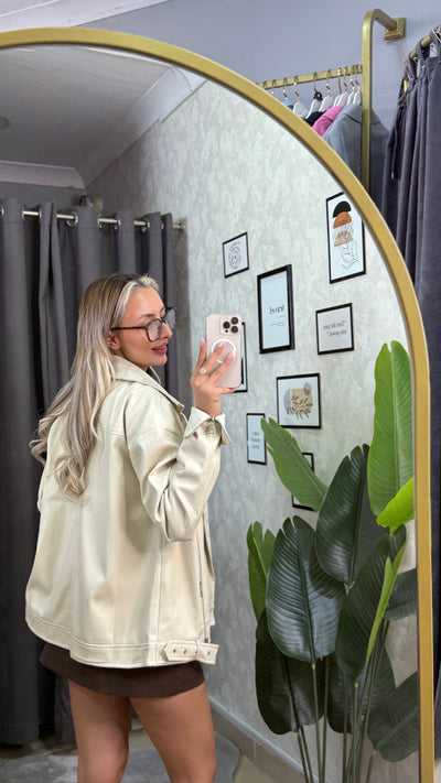 PREMIUM KREM DERİ CEKET