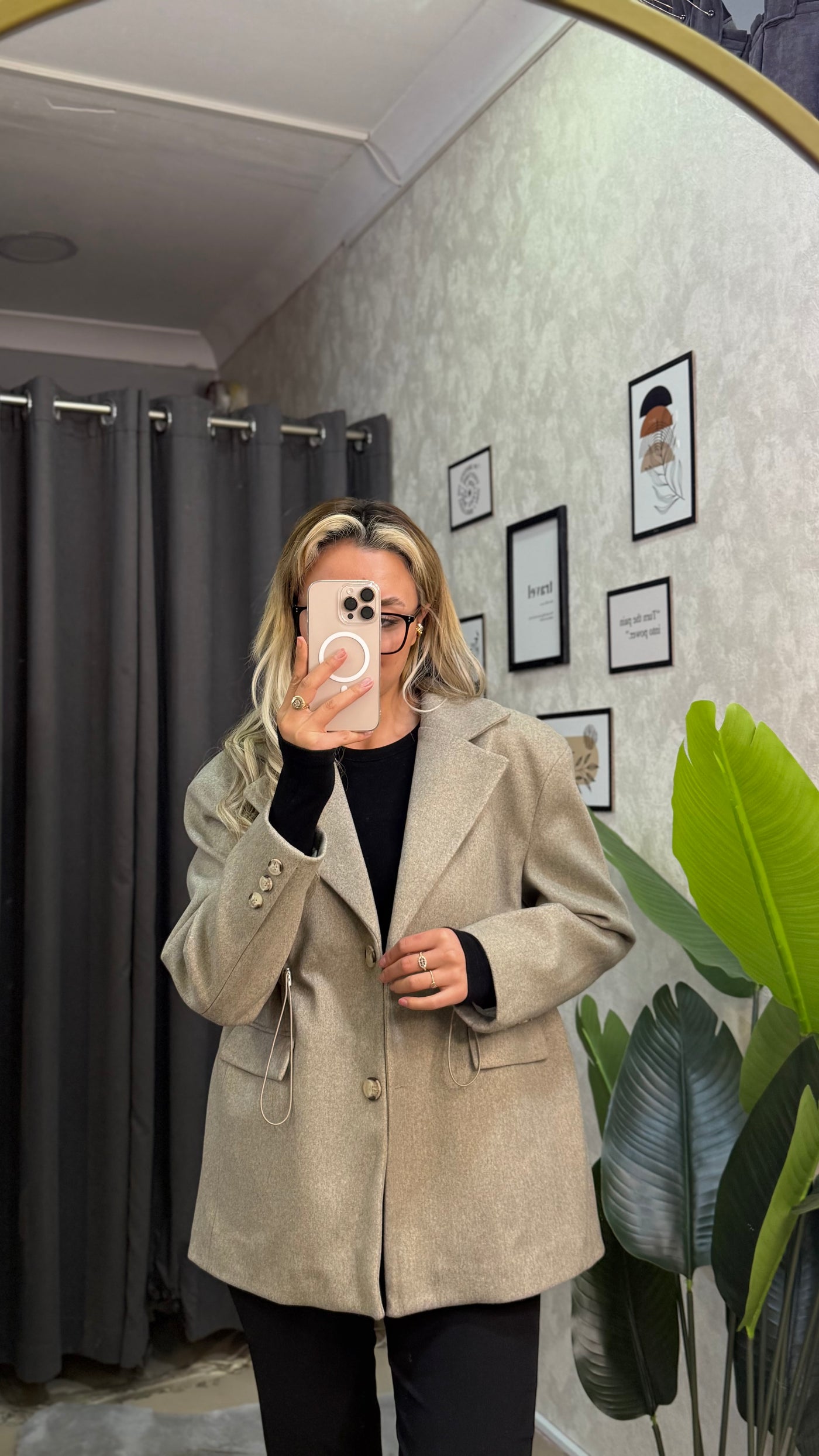 TASARIM KAŞE BEL AYARLAMALI HAKİ BLAZER