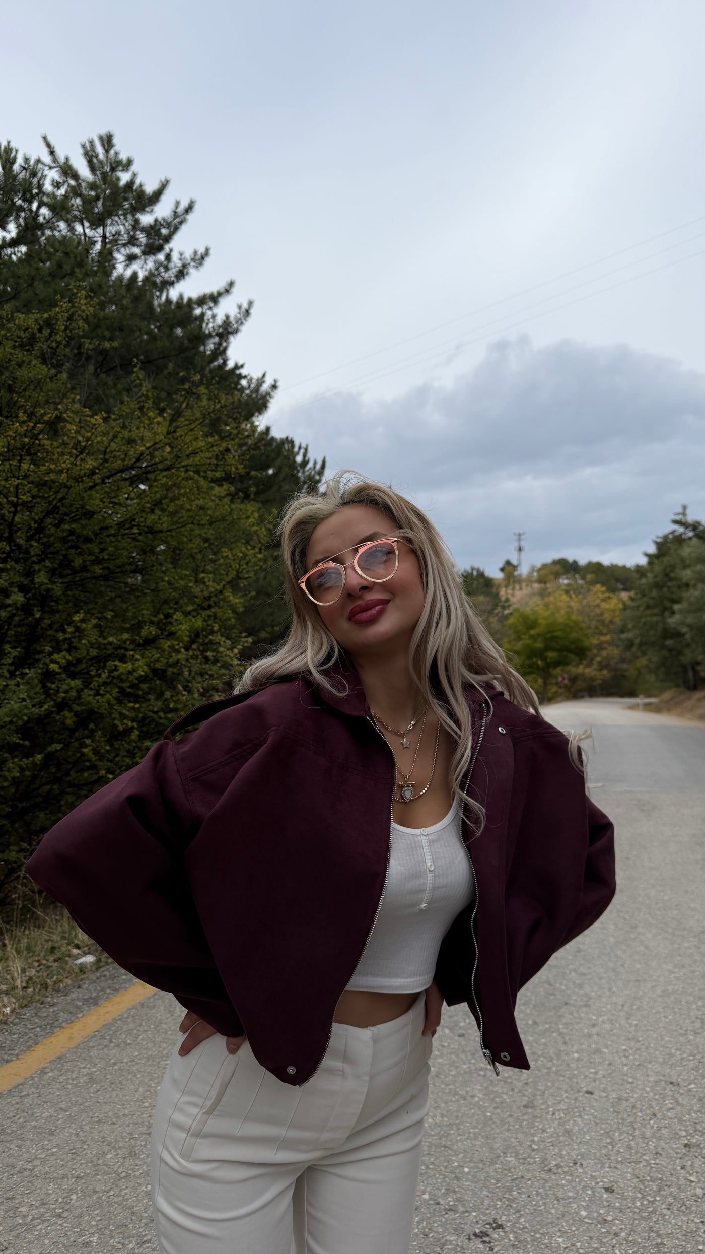 ZR VİRAL SÜET BORDO BOMBER CEKET