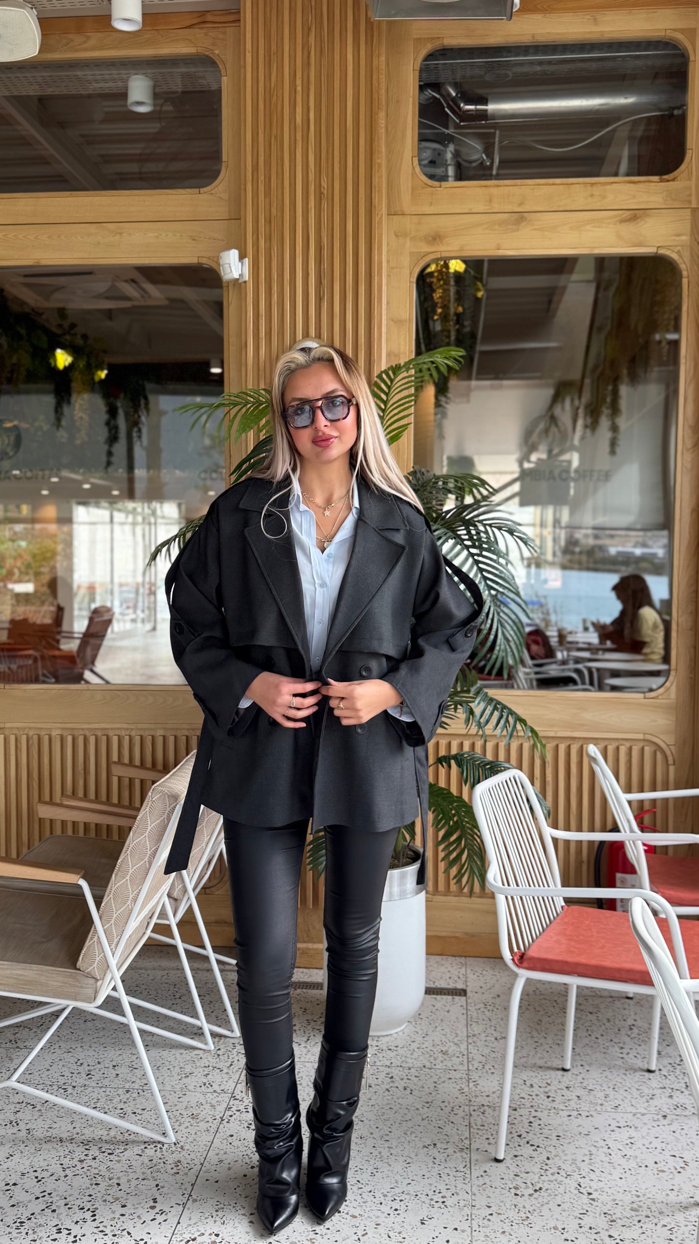 PREMIUM ANTRASİT KISA ASTARLI TRENÇKOT