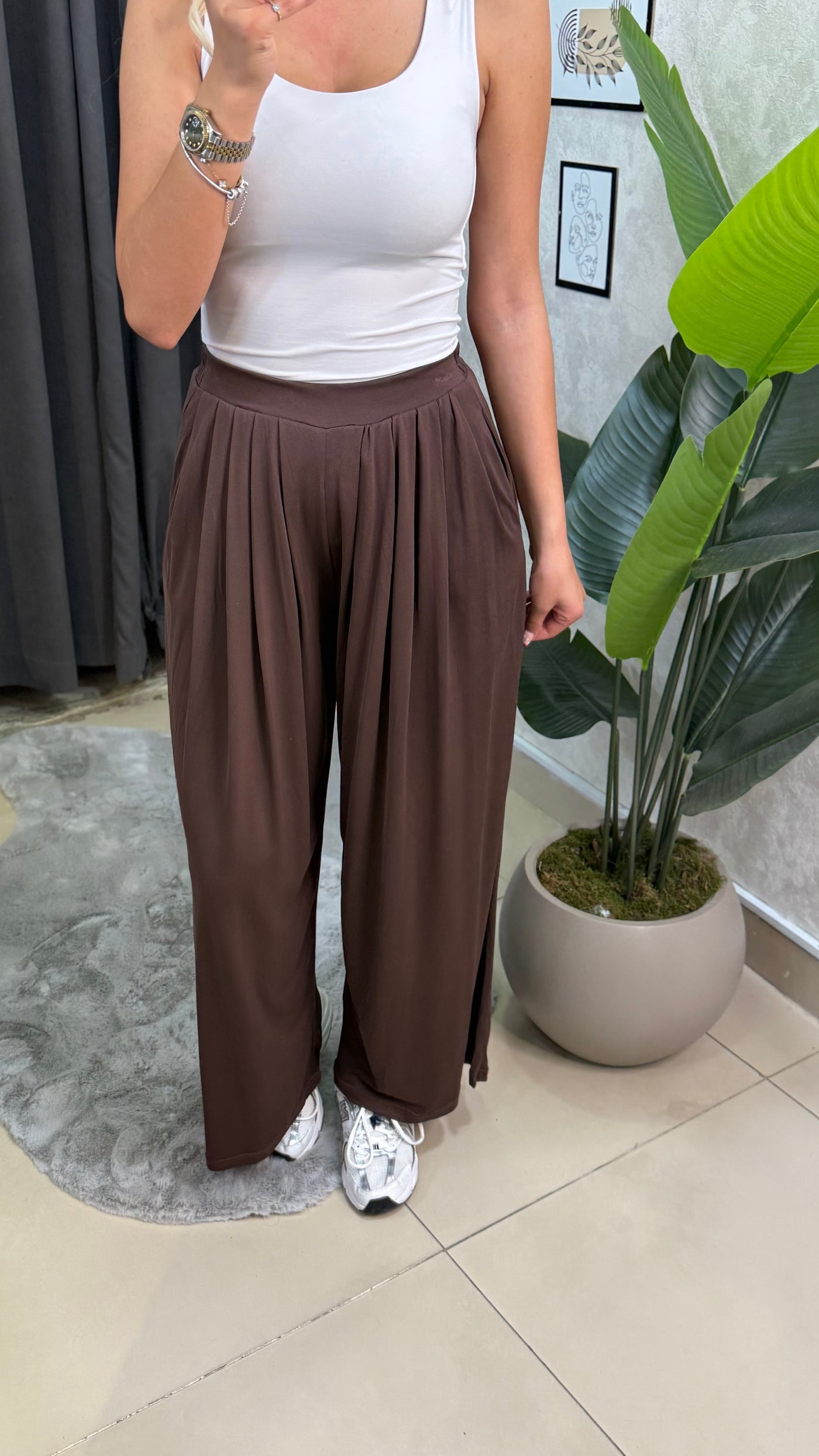 MODAL BEL LASTİKLİ PİLELİ BOL PAÇA PALAZZO