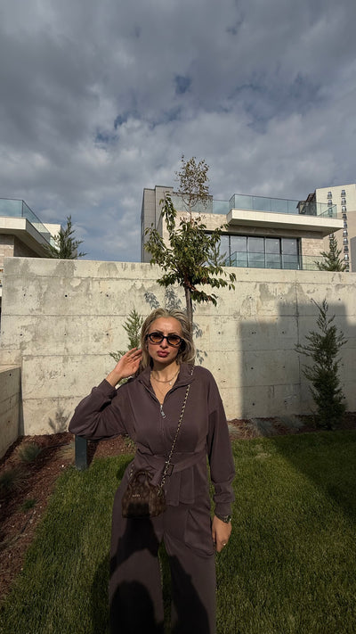 VİRAL MODAL KUMAŞ KAHVE CEKET TAKIM