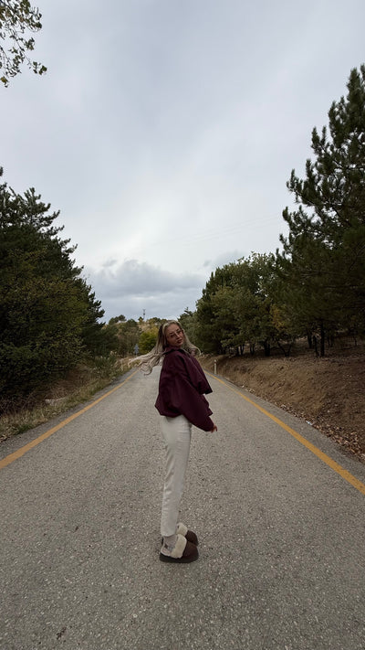 ZR VİRAL SÜET BORDO BOMBER CEKET