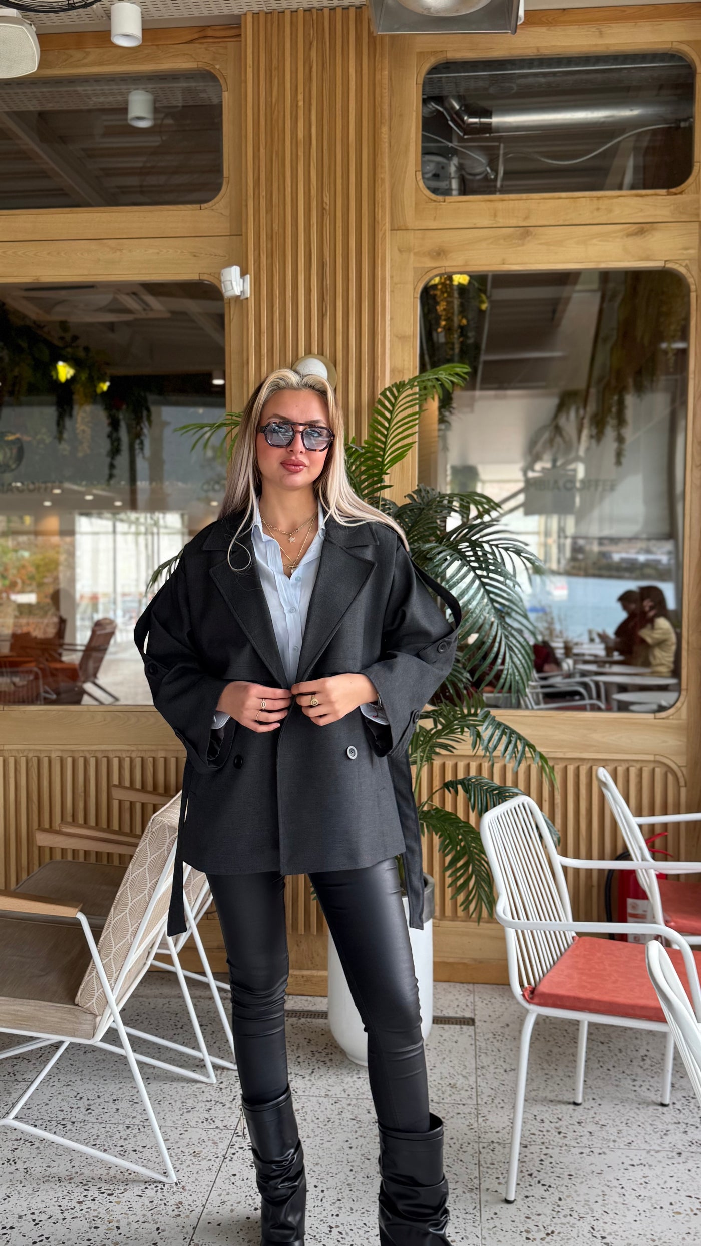 PREMIUM ANTRASİT KISA ASTARLI TRENÇKOT