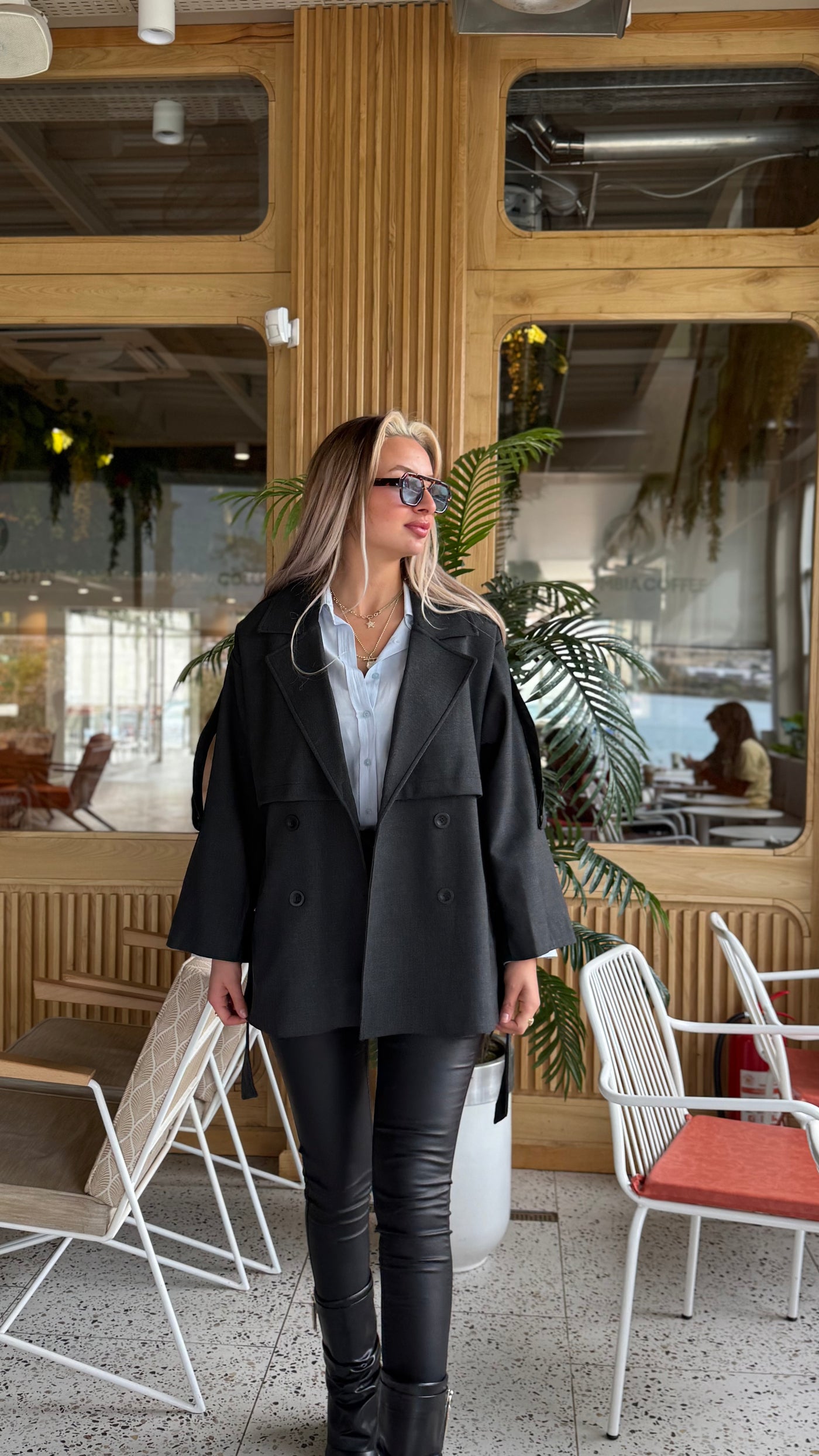 PREMIUM ANTRASİT KISA ASTARLI TRENÇKOT