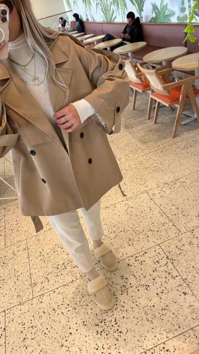 PREMIUM CAMEL KISA ASTARLI TRENÇKOT