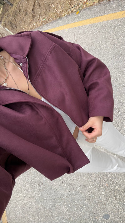 ZR VİRAL SÜET BORDO BOMBER CEKET