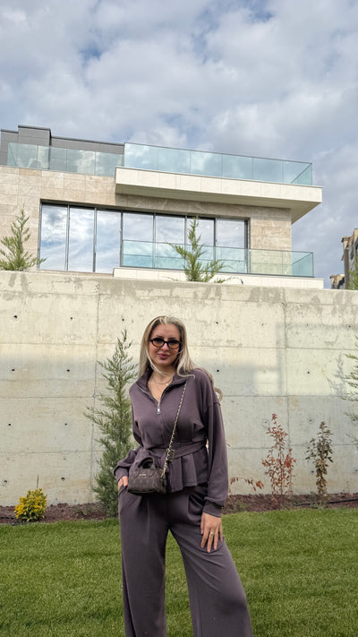 VİRAL MODAL KUMAŞ KAHVE CEKET TAKIM