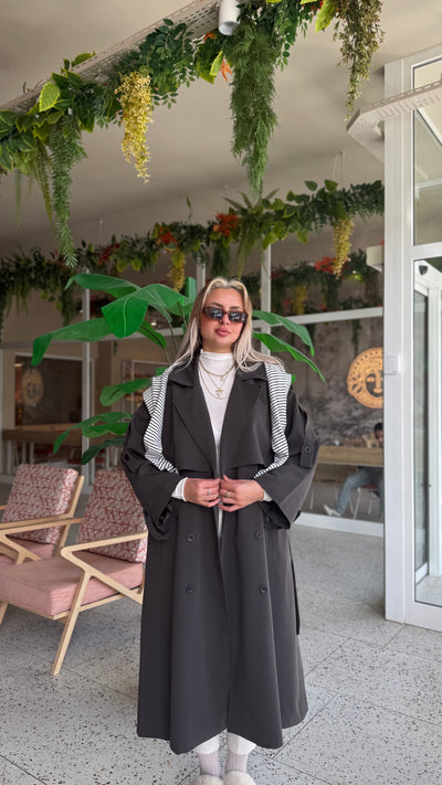 PREMIUM ACI KAHVE ASTARLI UZUN TRENÇKOT