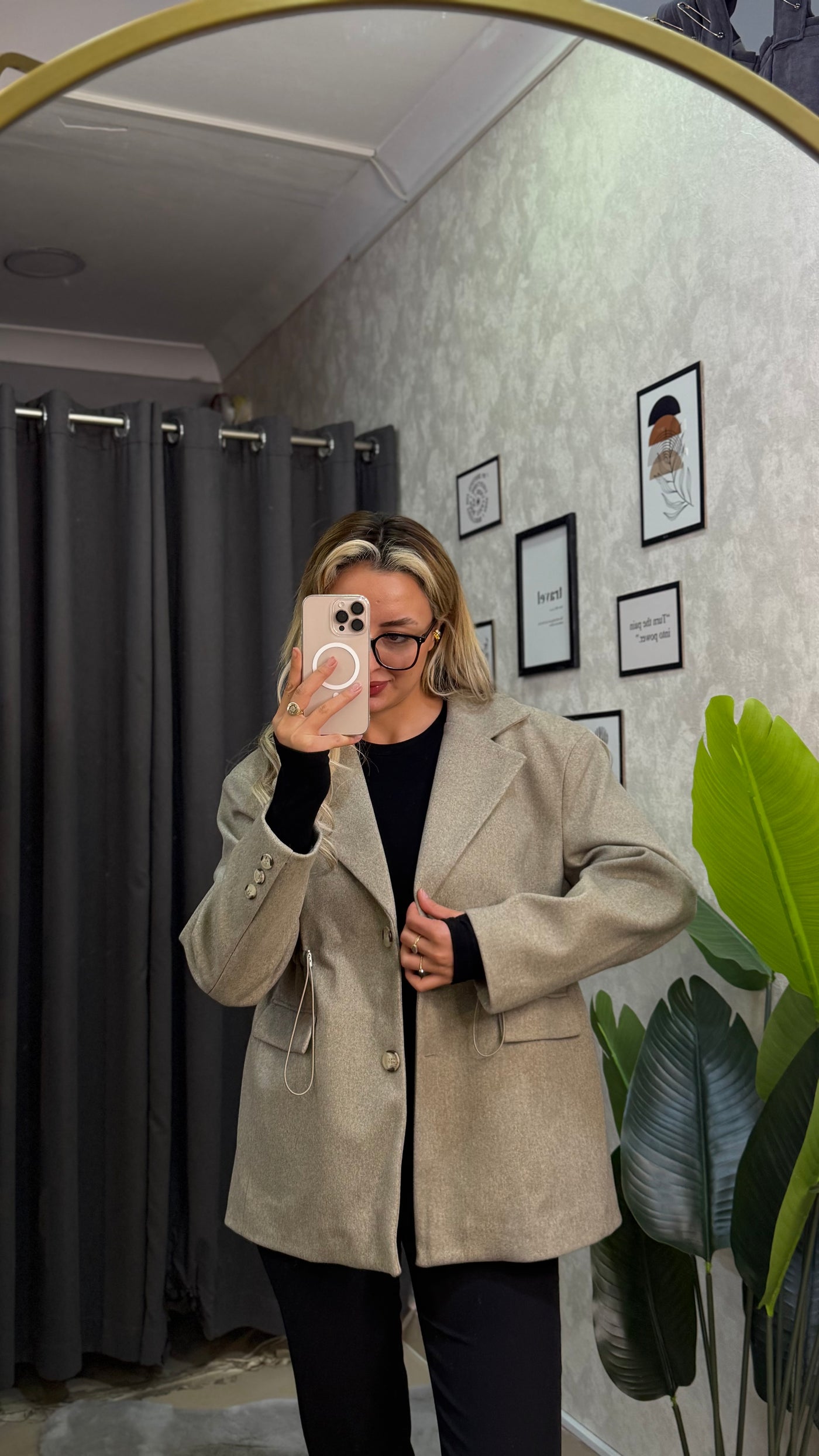 TASARIM KAŞE BEL AYARLAMALI HAKİ BLAZER