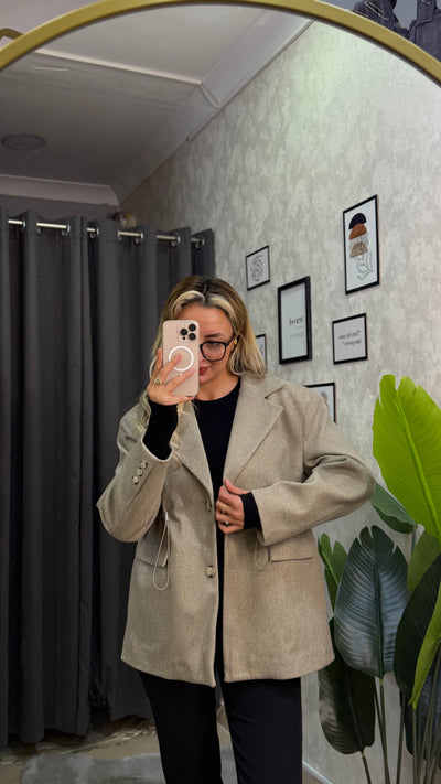 TASARIM KAŞE BEL AYARLAMALI HAKİ BLAZER