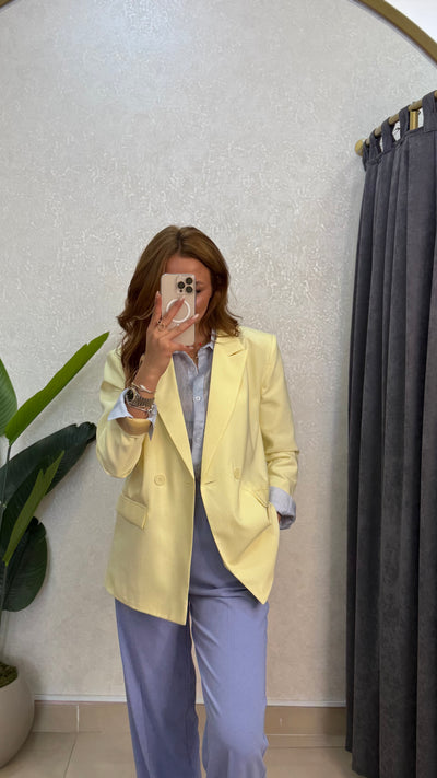 ASTARLI KETEN SARI BLAZER CEKET