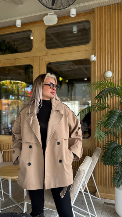 PREMIUM CAMEL KISA ASTARLI TRENÇKOT