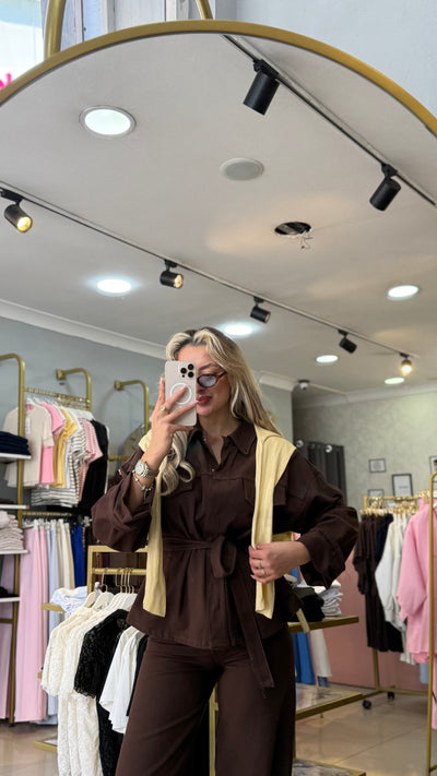 PREMIUM GABAR KUMAŞ KAHVE TAKIM