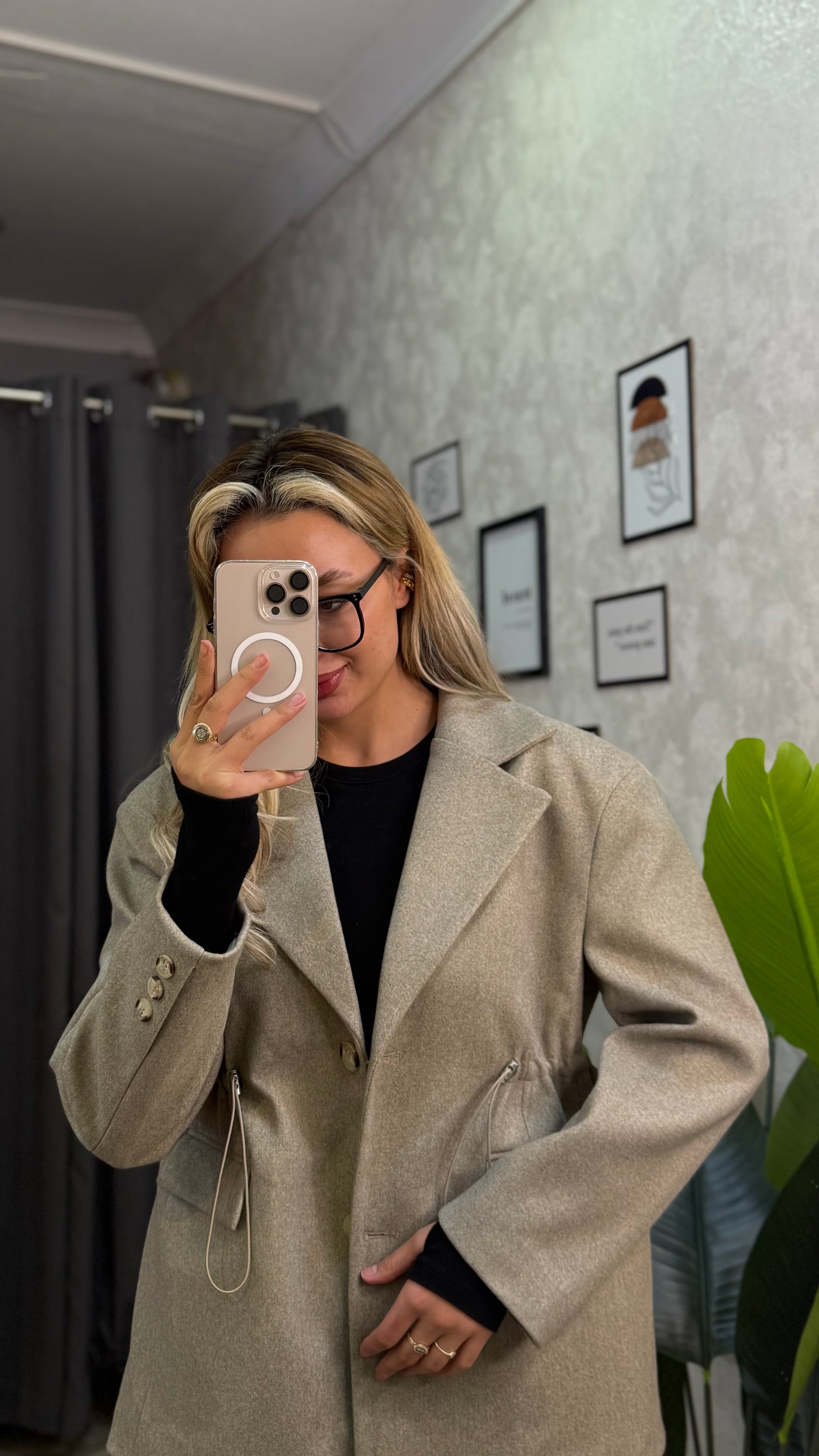 TASARIM KAŞE BEL AYARLAMALI HAKİ BLAZER