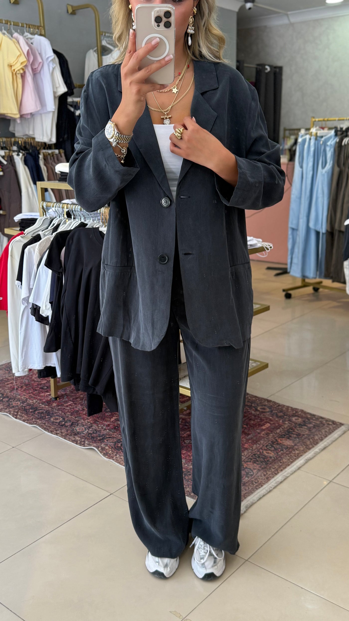 PREMIUM TENSEL KUMAŞ CEKET PALAZZO TAKIM