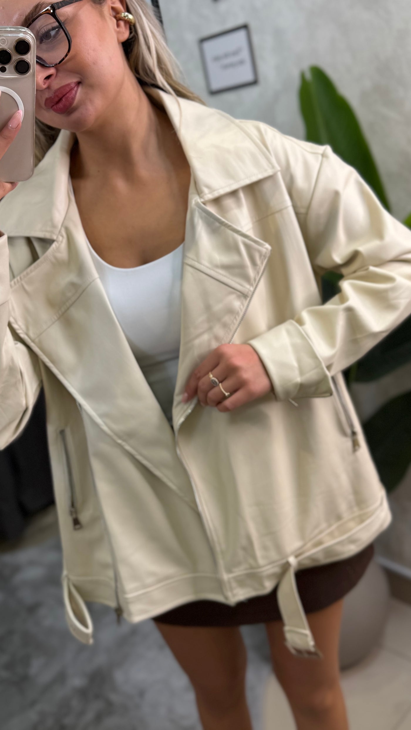 PREMIUM KREM DERİ CEKET